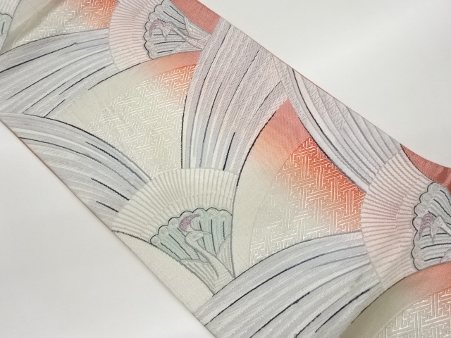 孔雀模様織出し袋帯